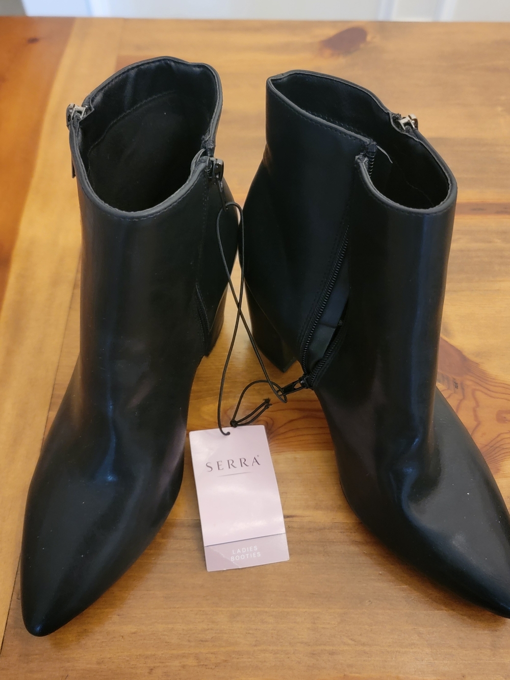 Serra Black Pointed Toe Ankle Boots for Women
